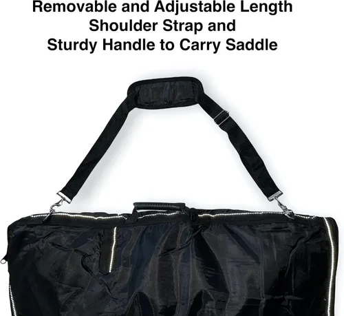 Vista 6 de Majestic Ally Nylon reflectante Western Saddle Carry Bag con bolsillos grandes- Negro