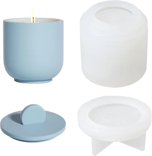 Vista 9 de Nórdico Simple Estilo Cemento Vela Tarro Molde de Silicona Molde de Contenedor de Vela de Concreto Recipiente de Decoración para el Hogar