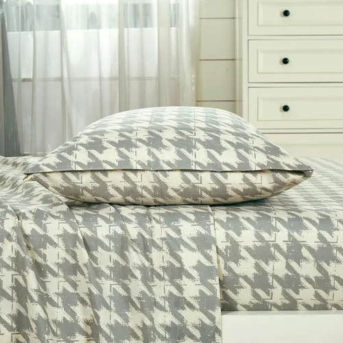 Vista 10 de Chezmoi Collection Juego de sábanas geométricas Lodge de 3 piezas tamaño Twin - Multicolor azul con estampado de diamante, microfibra cepillada