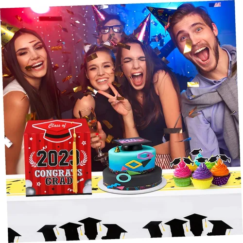 Vista 4 de Caja de tarjetas de graduación 2024 Soporte para tarjetas de felicitaciones, caja de decoración de fiesta de graduación, suministros de celebración