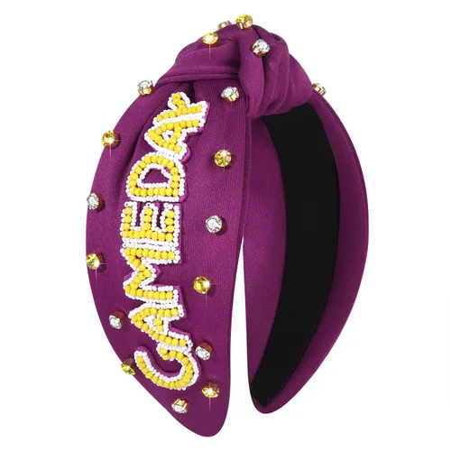 Vista 15 de YAHPERN Diadema anudada de perlas de cristal, diadema ancha con nudo superior para mujer, accesorios para el cabello deportivos, béisbol, fútbol