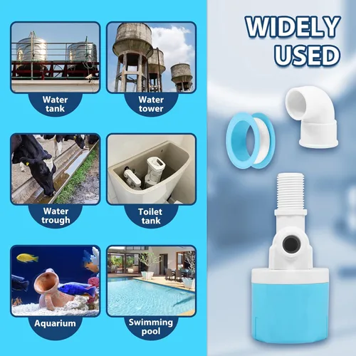 Vista 7 de Válvula de flotador de 4 piezas, control automático de nivel de agua, válvula de flotador de plástico de acero inoxidable de 1/2 pulgada