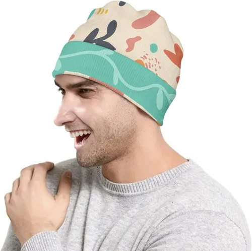 Vista 3 de AmzPrint Lindos gorros Kawaii de oso marrón para mujeres y hombres adultos con puños, gorro de punto térmico para invierno, gorro Skully Toque
