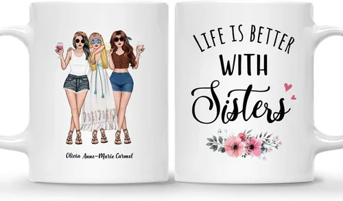 Vista 27 de Gossby Taza personalizada (2 mujeres) Besties Forever Best Friend Regalos de amistad para mujeres, niñas, hermana, taza de café