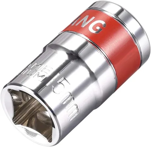 Vista 7 de uxcell Unidad de 1/2 pulgada por enchufe poco profundo de 0.315 in con banda roja, Cr-V, 6 puntos, métrico