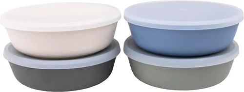 Vista 19 de WeeSprout Cuencos de bambú para niños con tapas, juego de cuatro cuencos de tamaño para niños 10 oz, para cereales, sobras y bocadillos, aptos