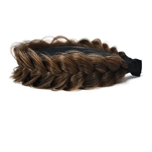 Vista 5 de Diadema Ancha Trenzada Aro Accesorios de Moda para el Cabello Banda Elástica Antideslizante para Mujeres y Niñas (Color Bronce Antiguo)