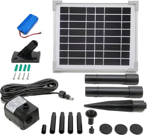 Vista 13 de Kit de bomba de agua solar de 25 W: Bomba de agua de protección DC Dry-Run 370GpH con panel solar de 18V 25W para fuente, estanque de peces