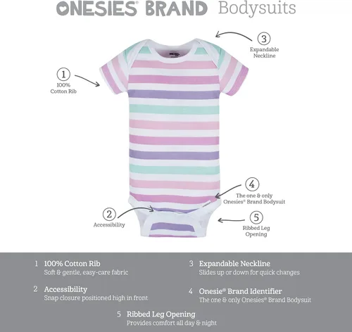 Vista 6 de Onesies Brand baby-girls 8-pack Short Sleeve Mix & Match Bodysuits