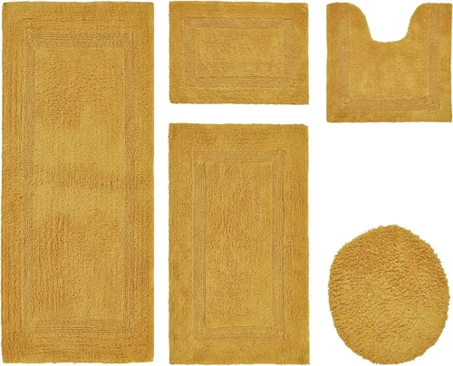 Vista 534 de Better Trends - Juego de 2 alfombras de baño 100% algodón, extra suaves, con borlas, de 17" x 24", alfombra de baño superabsorbente y reversible