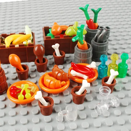 Vista 3 de 280pcs Bloques de Construcción de Alimentos Accesorios de Sencería de Cocina Juego de Ladrillos de Construcción Kit DIY Juego de Construcción