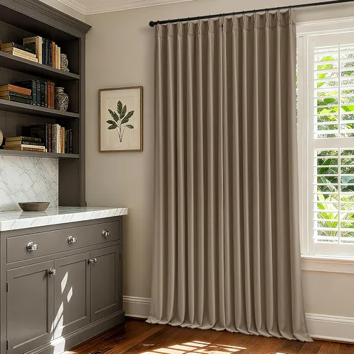 Vista 200 de Juego de 2 paneles de cortinas plisadas negras de 80 pulgadas para sala de estar, cortinas plisadas de lino con forro de 80 pulgadas de largo, 100%