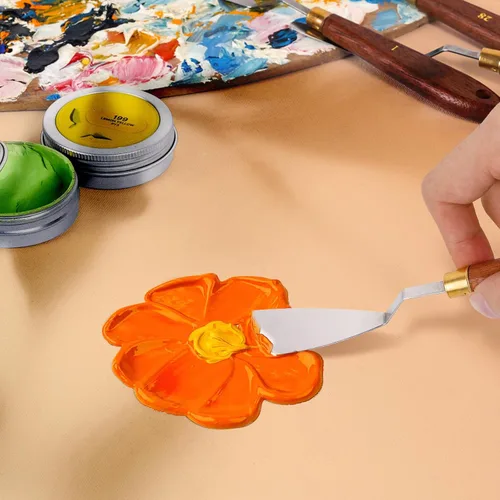 Vista 9 de Juego de 2 cuchillos de paleta de acero inoxidable espátula cuchillo de paleta para pintura al óleo, pintura acrílica, cuchillo de pintura LIGHTWISH