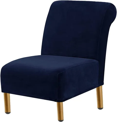 Vista 29 de Funda para silla decorativa sin brazos, de terciopelo elástico, extraíble, lavable, protector moderno de muebles con parte inferior elástica