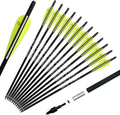 Vista 7 de Pernos de ballesta de carbono de 20 pulgadas, flechas de caza con paletas de 4 pulgadas y punta de flecha reemplazada (paquete de 12)