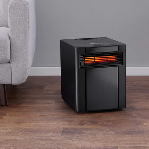 Vista 2 de Amazon Basics Calentador de espacio portátil con control remoto, termostato ajustable, uso en interiores, ajuste de ahorro de energía, pantalla LED