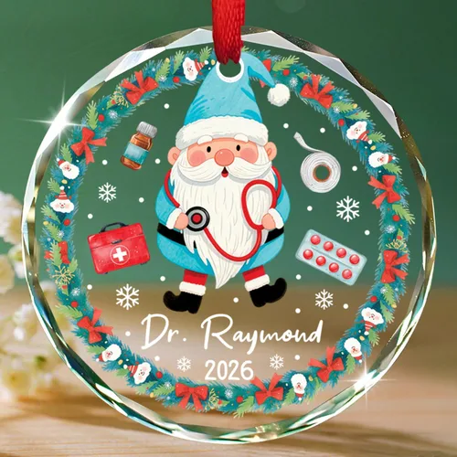 Vista 7 de Un médico verdaderamente asombroso es difícil de encontrar Adornos de vidrio, Adorno de Navidad personalizado de agradecimiento al médico 2025