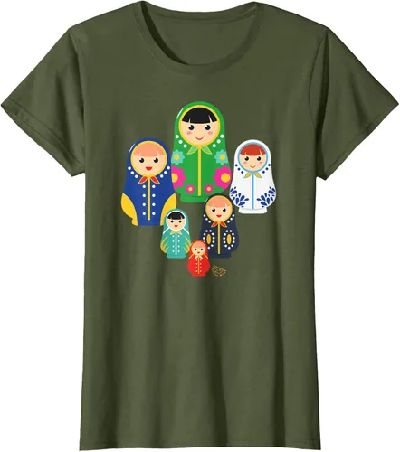 Vista 58 de Matryoshka Russian Nesting Dolls, Rusia - Camiseta de regalo, Azul / Patchwork, S