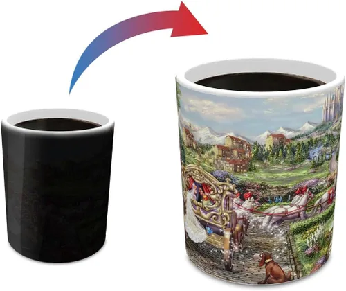 Vista 3 de Morphing Mugs Disney – Cenicienta Happily Ever After – Thomas Kinkade Studios – Una taza de cerámica que cambia de color de 11 onzas – Imagen