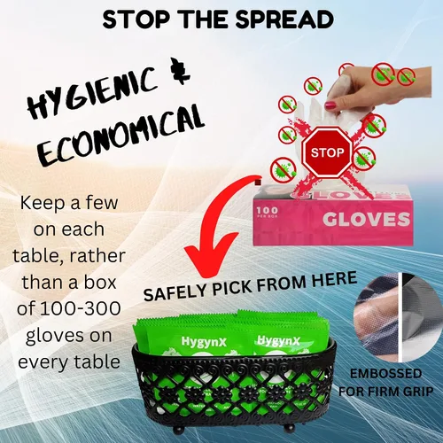 Vista 3 de HYGYNX Disposable Table Top Poly Gloves, Individually Wrapped Gloves Food Handling Gloves, Dining Gloves