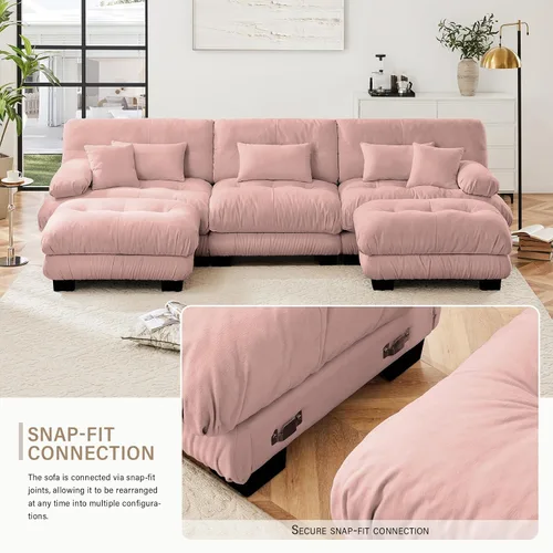 Vista 92 de Sofá Seccional Modular Extragrande de 93.7 pulgadas, Sofá de Dos Plazas Cloud Couch con Almohadas y Cojín Extra Grueso para Sala de Estar, Cine