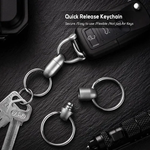 Vista 6 de TISUR Titanium Quick Release Keychain, Pull Apart Detachable Keychain Swivel Car Key Holder Accessories Llavero