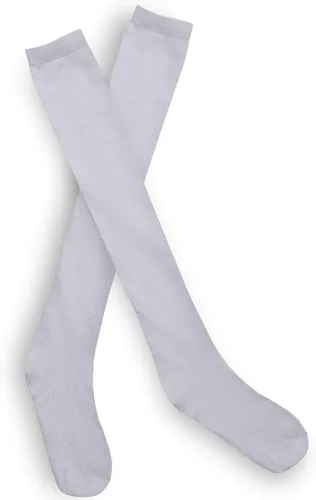 Vista 5 de Skeleteen - Calcetines coloniales blancos para disfraz, hasta la rodilla, calcetines de punto blanco para disfraz colonial para adultos y niños