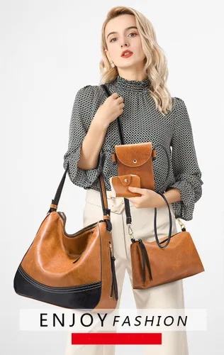 Vista 2 de Bolso de mano de moda para mujer, bolso de hombro, asa superior, juego de 4 piezas