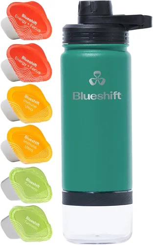 Vista 8 de Blueshift Botella de agua de acero inoxidable de 18 onzas, botella agitadora aislada, botella agitadora de proteínas, vaso agitador de metal