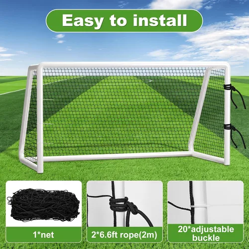 Vista 3 de Red de fútbol de nailon resistente, barrera deportiva fácil de instalar con cuerda y hebillas, 10 pies/15 pies/20 pies/30 pies/40 pies