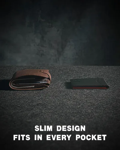 Vista 53 de Zitahli - Carteras delgadas con clip para dinero para hombre, tarjetero minimalista, de cuero, plegable, con bloqueo RFID, cartera de bolsillo