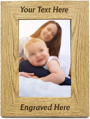Vista 12 de Marco de fotos personalizado grabado con láser, marco de madera de 7 x 5 pulgadas, marco de fotos de madera personalizado, cualquier texto de regalo