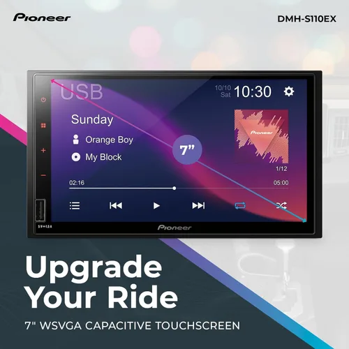 Vista 2 de Pioneer DMH-S110EX Receptor multimedia digital de 7 pulgadas de doble DIN - Bluetooth integrado, integración de smartphone, pantalla táctil, entrada