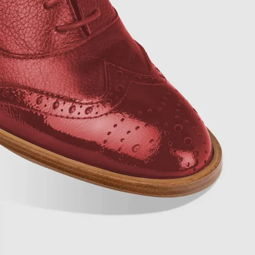 Vista 3 de Zapatos Oxford perforados con cordones para mujer, puntera de almendra, tacón grueso medio, zapatos de sillín Derby, casuales, unisex, para oficina