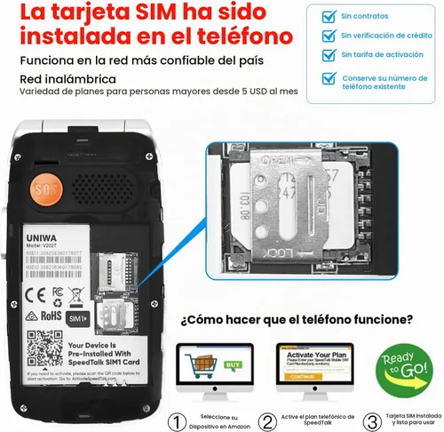 Vista 5 de Mosthink Teléfono celular desbloqueado 4G para personas mayores con tarjeta