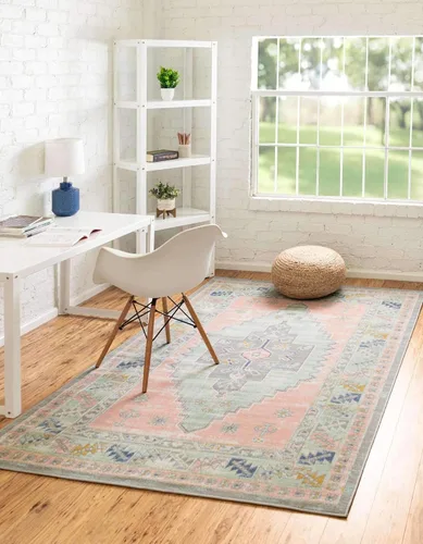 Vista 36 de Unique Loom Whitney Collection - Alfombra rectangular de 2 pies 2 pulgadas x 3 pies 1 pulgadas, color azul francés/beige)