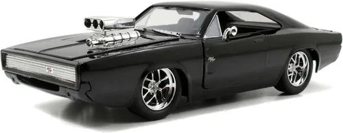 Vista 3 de Jada Toys 253203016 Fast & Furious Dom's 1970 Dodge Charger R/T, Build+Collect, modelo de ajuste de coche, escala 1:24, incluye figura de Dominic