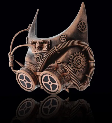 Vista 7 de Gafas de robot Steampunk con orejas de murciélago y media