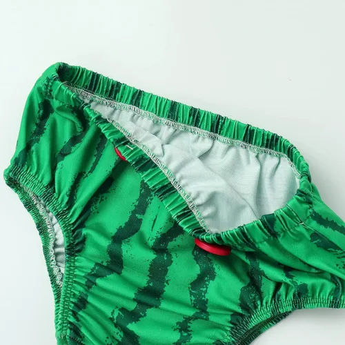 Vista 14 de Conjunto de 4 piezas de 3 piezas para bebé, diseño de sandía, para el primer cumpleaños, para tarta, de manga corta, pañales, con tirantes