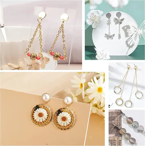 Vista 7 de UNICRAFTALE 12 piezas de 3 formas 304 de acero inoxidable 304, formas mixtas, aretes de tuerca de acero inoxidable dorado, aretes de metal para 2