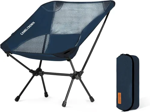 Vista 8 de CAMEL CROWN Silla de camping resistente para mochileros, silla plegable ultraligera con bolsa de transporte, portátil compacta para exteriores