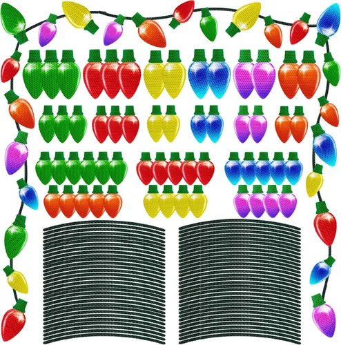 Vista 9 de 43 piezas de decoraciones navideñas para auto y refrigerador: set de accesorios con imanes reflectantes en forma de bombilla y gnomo, decoración