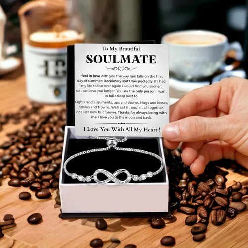 Vista 2 de Pulsera Para Mi Alma Gemela, pulsera de alma gemela para mujeres, regalo de joyería de alma gemela de novio, marido, amigo con tarjeta de mensaje