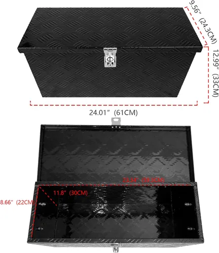 Vista 2 de Caja de herramientas de 24 pulgadas, caja plana para camioneta, organizador de almacenamiento para RV, caja de herramientas para camión con asa