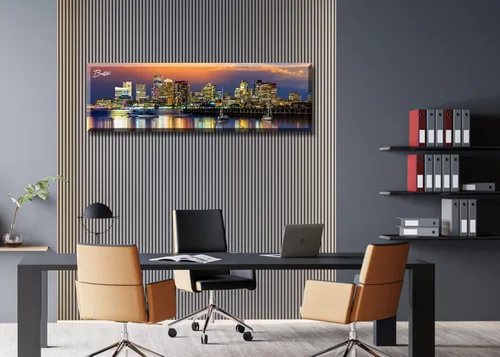 Vista 4 de DJSYLIFE - Cuadros de pared con paisaje urbano de Boston, lienzo impreso en colores, imágenes nocturnas de la ciudad de EE. UU., pósteres