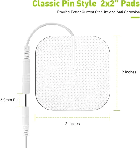 Vista 6 de TENS - Almohadillas de repuesto para unidad, 20 almohadillas de electrodo de 2 x 2 pulgadas, parches de electrodos autoadhesivos reutilizables