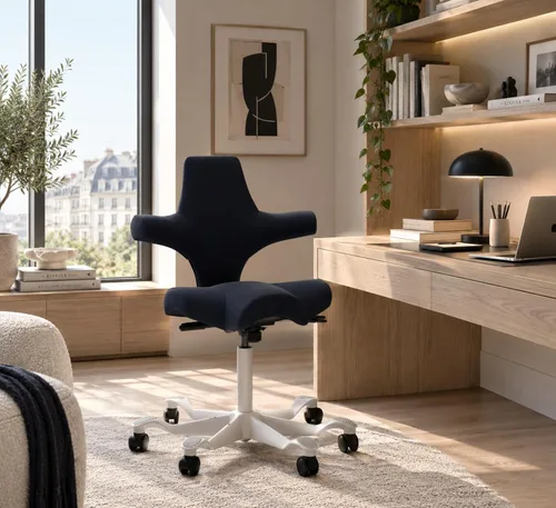 Vista 51 de HAG Capisco - Silla Sit to Stand con marco plateado, tapizada, color verde brillante Verde (Bright Green)