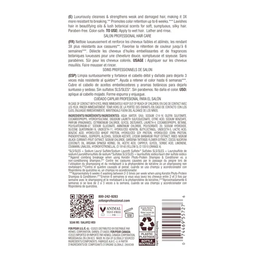 Vista 8 de Bain de Terre Champú fortalecedor de queratina fito-proteína para proteger el color, fortalecimiento seguro para cabello débil y dañado, sin