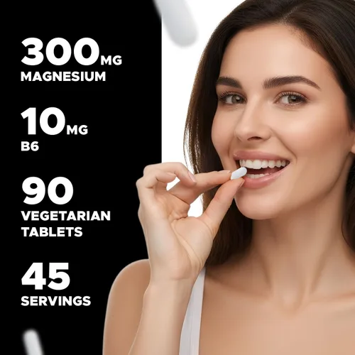 Vista 5 de Vitabod Glicinato de magnesio 1000 mg por porción que proporciona 300 mg de magnesio elemental - 90 tabletas vegetarianas - Forma quelatada - Apoya