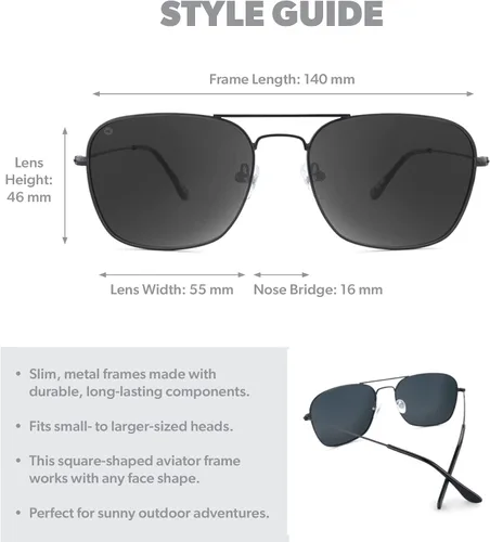 Vista 7 de Knockaround Mount Evans - Gafas de sol polarizadas estilo aviador cuadradas con protección UV400 completa
